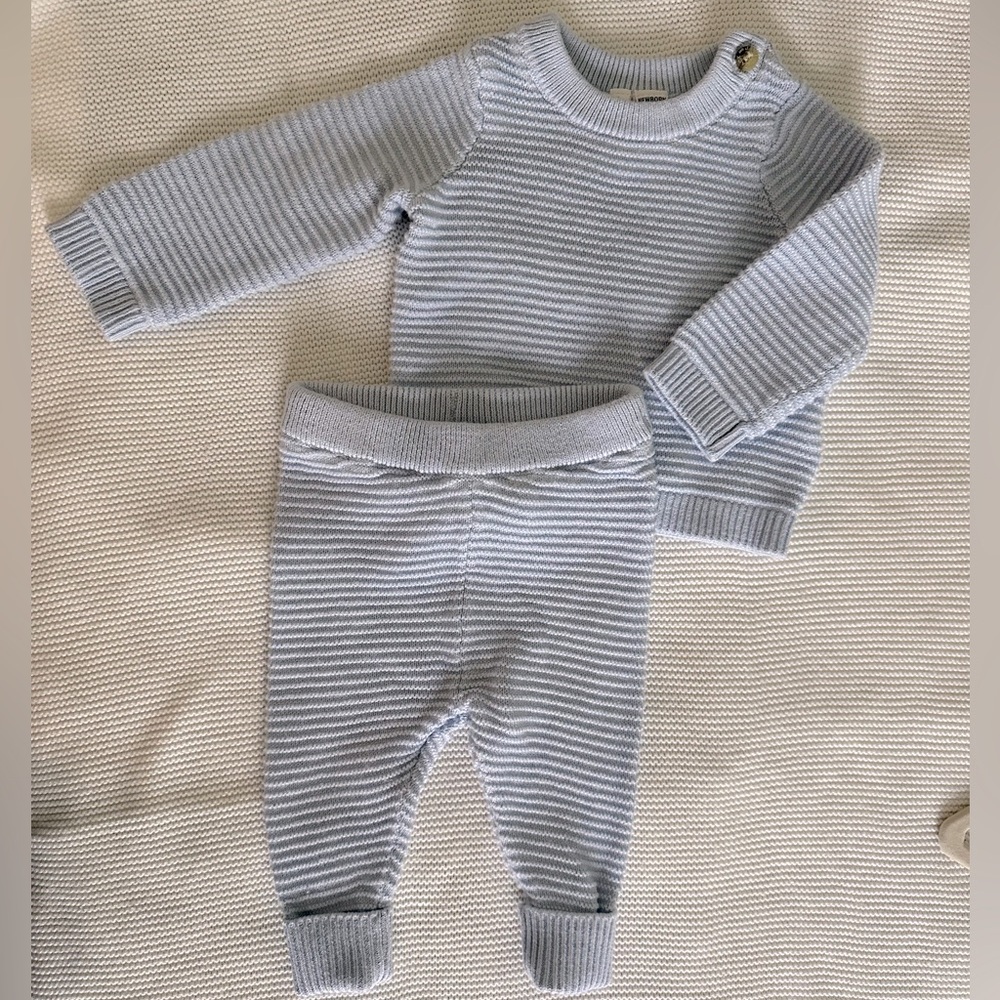 Janie and Jack Cable Knit Striped Baby Sweater and Pants Set